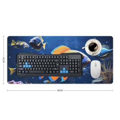 Large Size Gaming Mouse Pad Fishs Desk Mat Non-Slip Base Waterproof Desktop Writing Pad for Office Home - color: Fishs, size: 40x90cm