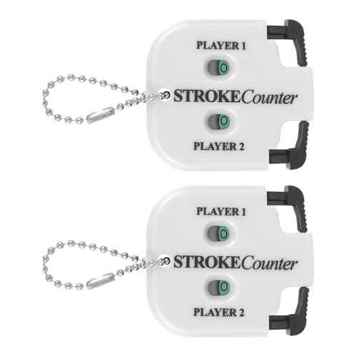 2 Pcs Golf Stroke Counters, Portable Score Keeper with Hanging Rope Mini Square Design 2 Player Stroke Shot Counter Clicker Accessories for Golf Training Competitions & Games - color: White