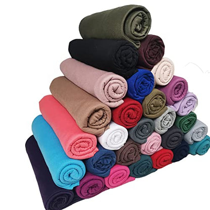 KXY 4 Pieces Stretchy Soft Cotton Shawl Long Jersey Scarf for Women Muslim Plain Wrap Hijab Head Scarf - color: Coffee + Leather Red + Beige + Black