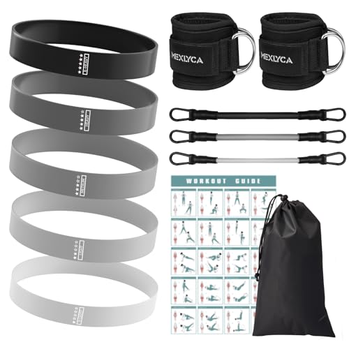 Resistance Bands Set – Resistance Band and Adjustable Ankle Exercise Bands with Cuffs Great Equipment for Training, Working Out, Yoga,Home Gym with Training Guidance & Carry Bag,Set of 8 - color: Black