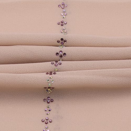 RARITYUS Sparkly Rhinestone Hijab Scarf for Women Silky Chiffon Instant Muslim Islamic Hijab Head Wrap Long Shawls - color: Pink