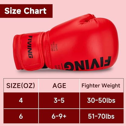 Kids Boxing Gloves, Youth Boxing Training Gloves for Kids Boys and Girls, 4oz & 6oz Fighting Gloves, Punching Bag Kickboxing Thai Mitts MMA Training Sparring Gloves - color: Red, size: 4oz