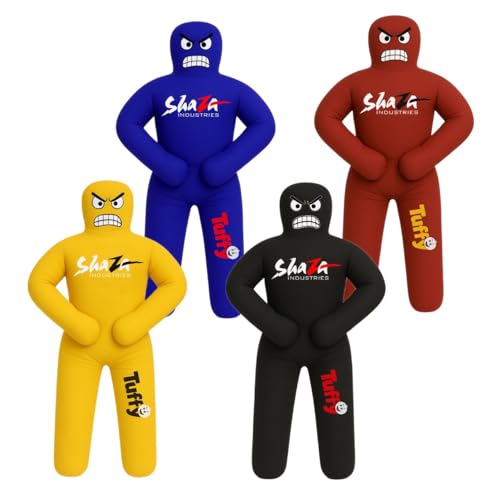 Shaza Toffy Youth Wrestling Dummy, Unfilled Canvas Training Partner, Kids Combat Practice Equipment - color: Black