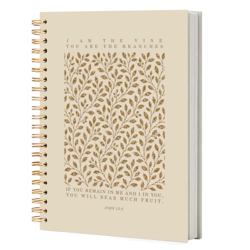 NATSUNO Boho Christian Bible Verse Spiral Notebook Journal 5.5x8.3in - color: White I Am the Vine