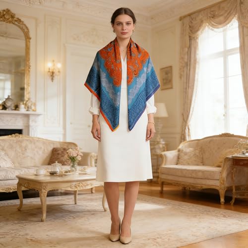 43" Large Square Scarf Fashion Scarves Hair Wrapping Scarfs Night Sleeping Headscarf for Women B07 - color: B073