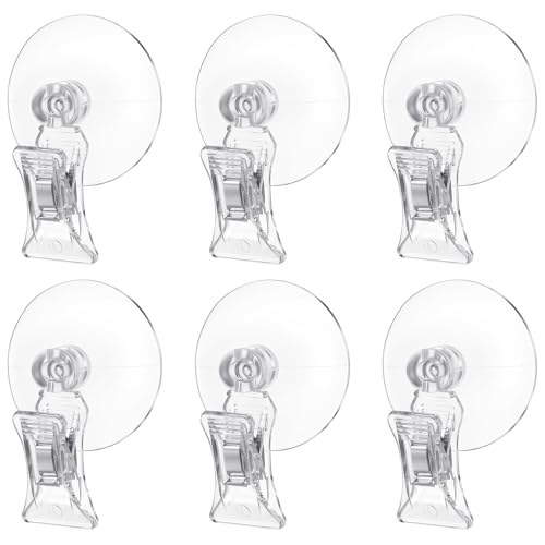6 Pcs Aquarium Suction Cups with Clips - Aquarium Suction Cup Clips | Clear Plastic fish feeder Tool for Advertising Display Business Cards Fishes Feeding Veggie Feed Holder