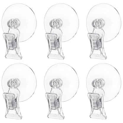 6 Pcs Aquarium Suction Cups with Clips - Aquarium Suction Cup Clips | Clear Plastic fish feeder Tool for Advertising Display Business Cards Fishes Feeding Veggie Feed Holder