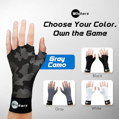Wickers Thin Fingerless Gloves Men & Women - Lightweight Inner Boxing Gloves, Breathable Inner Glove Liners for Exercise, Gym Glove - Pair - color: Gray Camo, size: Medium