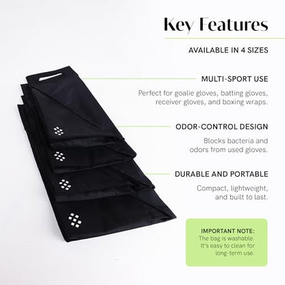 Salt Glove Bag Smell-Proof Durable Odor Containing Bag for Gloves - Size Small - Water-Resistant and Easy to Clean Smell Proof Bag - Black - size: Small