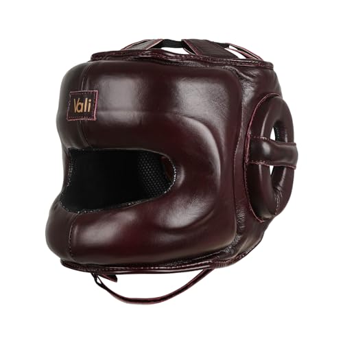 Vali Lancer Leather Face Saver Headgear for Training - color: Red, size: Small-Medium