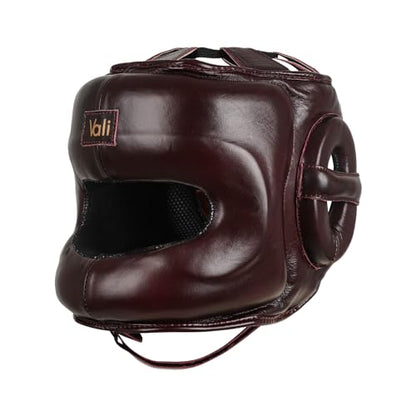 Vali Lancer Leather Face Saver Headgear for Training - color: Red, size: Small-Medium