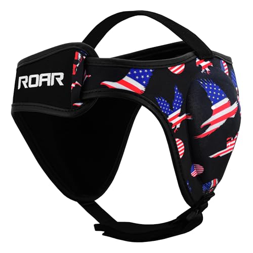 ROAR-INT Wrestling Headgear Men BJJ Ear Guard Protection MMA Grappling Cauliflower Helmet - color: Black+American Flag (Pack-2)