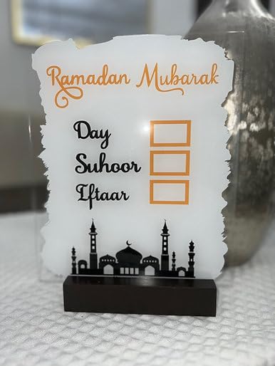 Ramadan Day and Time Sign - Ramadan Festival Hanging Lighted Decorations for Home Decor Eid Al-Fitr Ramzan Calendar Signage New Year Muslim Decorative Gifting