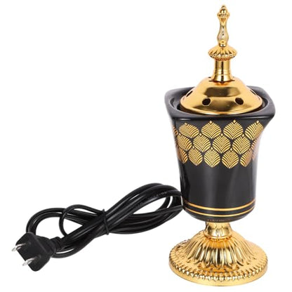 Electric Incense Burner Middle Eastern Style Ceramic Censer Plug-in Aromatherapy Bakhoor Burner for Home Yoga Meditation 3 Inch Compact Design