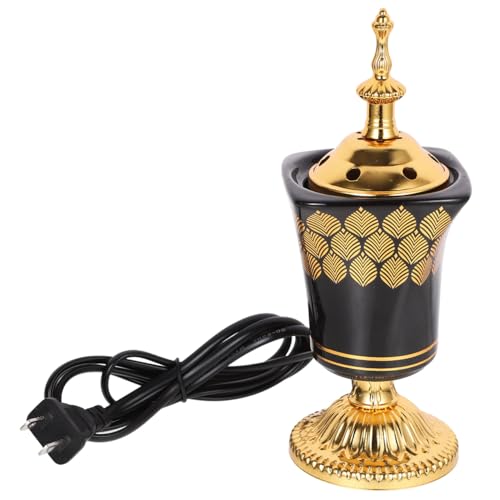 Electric Incense Burner Middle Eastern Style Ceramic Censer Plug-in Aromatherapy Bakhoor Burner for Home Yoga Meditation 3 Inch Compact Design