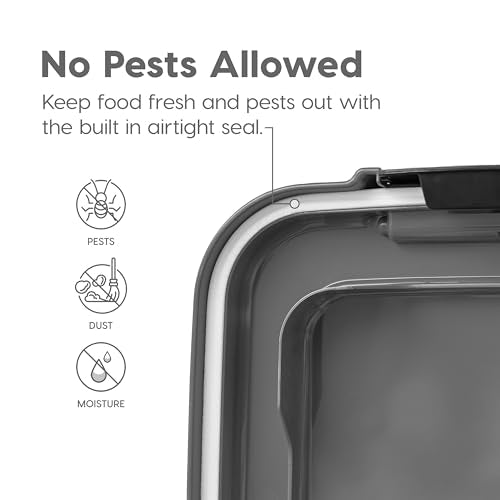 IRIS USA Dog Food Storage Container, Up to 30+11 lbs, Dark Gray | Made in the USA, Includes 2-Cup Scoop & Wheels, Airtight Seal, BPA-Free, Bird Seed, Cat food, Cat Litter, Treats, Toys - color: Dark Gray