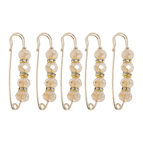 5Pcs Pearl Decorative Brooch Pins 2.28In Safety Pins Women Hijab Champagne - color: Champagne, size: 5.8cm
