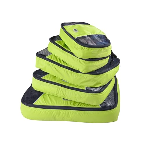 GOX Ultra Light 5 piece Packing Cubes Travel Luggage Organizer 1 Large 2 Medium 2 Small - color: Green