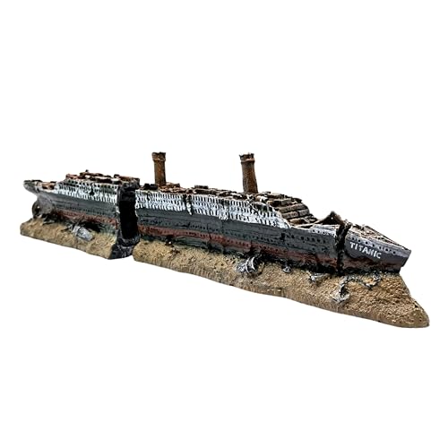 M2cbridge Antique Roman Column Ruins European Castle Aquarium Decorations Fish Tank Hideout Rocks(Titanic Shipwreck) - color: Titanic Shipwreck