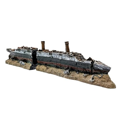 M2cbridge Antique Roman Column Ruins European Castle Aquarium Decorations Fish Tank Hideout Rocks(Titanic Shipwreck) - color: Titanic Shipwreck
