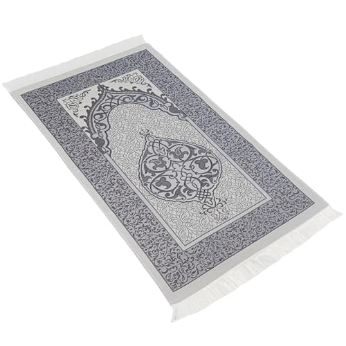 Modefa Islamic Prayer Mat Muslim Gifts - Thin Travel Muslim Prayer Rug in Taffeta Gift Bag with Tasbih Beads Prayer Matt Islam - Chenille Turkish Praying Carpet - Ramadan Gifts (Navy) - color: Navy