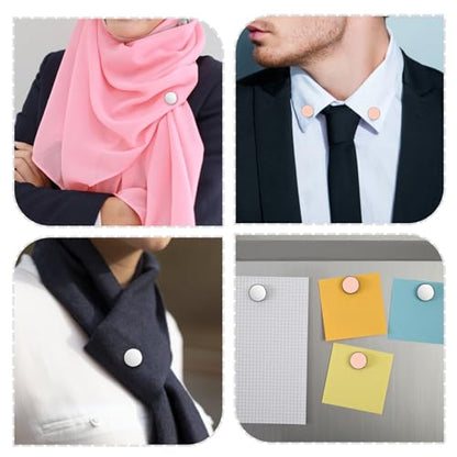 8pcs Hijab Magnetic Pins, Multi-Purpose Magnetic Scarf Clip no Snag Hijab Magnets Scarf Magnetic Clasp Strong Magnetic Hijab Pins Pinless Brooch for Women Clothes (Pink, Silver) - color: Pink, Silver