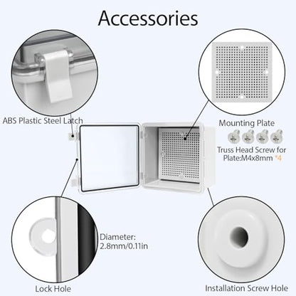 ABS Plastic Dustproof Waterproof IP65 Junction Box Hinged Shell Universal Electrical Project Enclosure Gray, with PC Transparent Clear Cover 5.9 x 5.9 x 3.5inch(150 x150 x90mm) - size: 5.9" x 5.9" x 3.5" (1pc)