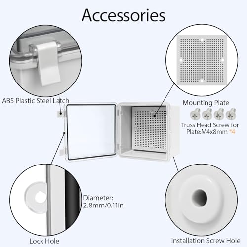 ABS Plastic Dustproof Waterproof IP65 Junction Box Hinged Shell Universal Electrical Project Enclosure Gray, with PC Transparent Clear Cover 5.9 x 5.9 x 3.5inch(150 x150 x90mm), 2 Pack - size: 5.9" x 5.9"x 3.5" (2pc)
