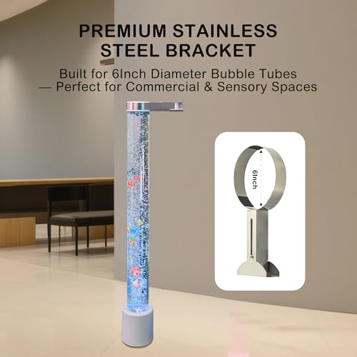 Adjustable Stainless Steel Wall Bracket for Aquarium/Bubble Tube Lamps - 15cm Dia Dual-Rail Holder (10-19cm) Child-Safe Anti-Slip Base for Sensory Rooms, Schools, Daycare