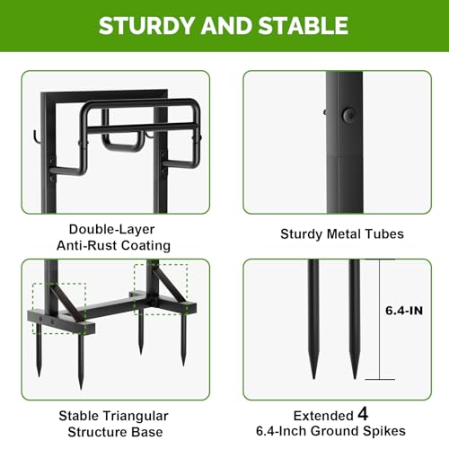 Garden Hose Holder with Stable Base and Tool Hooks, GAVISCITY Heavy-Duty Metal Hose Hanger Garden Hose Storage Holds 151Ft Hose, Rustproof Freestanding Water Hose Holder for Outside, Yard, Lawn, Black - color: Black