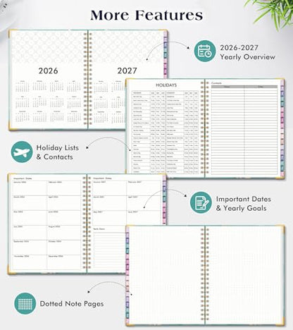 Academic Planner 2026-2027, 18 Months Weekly and Monthly Hardcover Planner, July 2026 - December 2027, 8.5" x 11" A4 Large Daily Calendar Planner Book with Tabs, Spiral College School Agenda Organizer for Student Teacher, Teal Marble - color: Teal Marble,