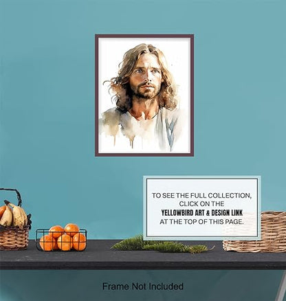 Jesus Christ Christian Wall Decor - Jesus Poster, Picture, Painting - Religious Wall Art - inspiring Christian Gifts for Women, Men - Spirituality Inspiration, Prayer, Psalms, Blessing Art Print