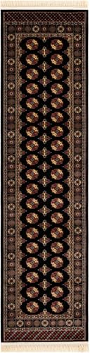 Rugs.com - Bokhara Rug – 10 Ft Runner Black Easy-Clean Stain-Resistant Runner Rug for Hallways, Entryways, and Kitchens - color: Black, size: 2'7" x 10' (Runner)