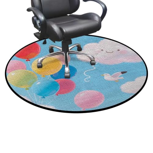 Abstract Round Office Chair Mat - Flying Balloons Non-Slip Multi-Purpose Desk Chair Mat for Hardwood, Tile, and Carpet Floors, Home Use Multicolor Diameter 35.4 in - color: Abstract_0628, size: Diameter 35.4 in