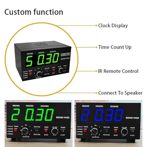 Professional Gym Interval Timer, Boxing Interval Clock with Large Clear LED Display and Buzzer, Volume Adjustable, Rest Time and Training Time Adjustable Flexibly, for Gym, Boxing Gym - color: Red