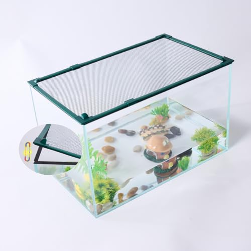 Magnetic Fish Tank Cover Green Frame Black Net, DIY Fish Tank Lid Adjustable Size Fit Tank Size Max 35''X19''(100x50CM) for Preventing Fish from Jumping Out and Reptile Escaping - color: Green Frame Black Net