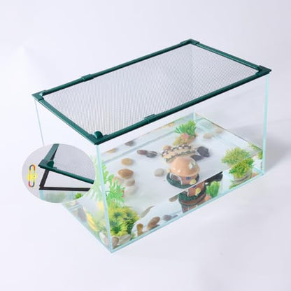 Magnetic Fish Tank Cover Green Frame Black Net, DIY Fish Tank Lid Adjustable Size Fit Tank Size Max 35''X19''(100x50CM) for Preventing Fish from Jumping Out and Reptile Escaping - color: Green Frame Black Net