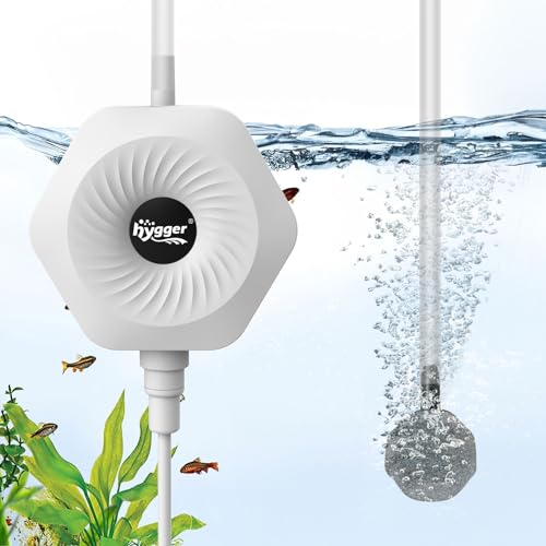 hygger Ultra Silent 1.5W Fish Bowl Aqaurium Mini Air Pump with Accessories, Oxygen Aerator Kit for Fish Tank 0.5-15 Gallon, Comes with 3/16 Inch Air Tubing, Air Stone, AC 110V/60HZ - color: White