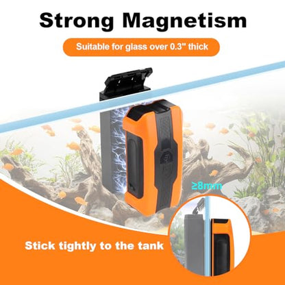 hygger Aquarium Magnetic Brush, Fish Tank Glass Algae Scrubber with Detachable Stainless Steel and Plastic Scraper, Magnetic Fish Tank Cleaner for Glass/Acrylic Fish Tank - size: L for tank thickness ≥ 0.3“