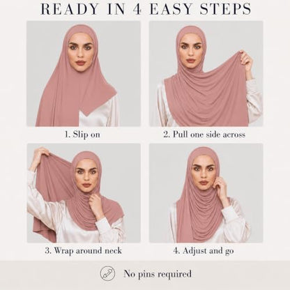 Slip-on Instant Premium Jersey Hijab Head Scarf Wrap for Muslim Women Made in Turkey - color: Dusty Rose, size: Pack of 1