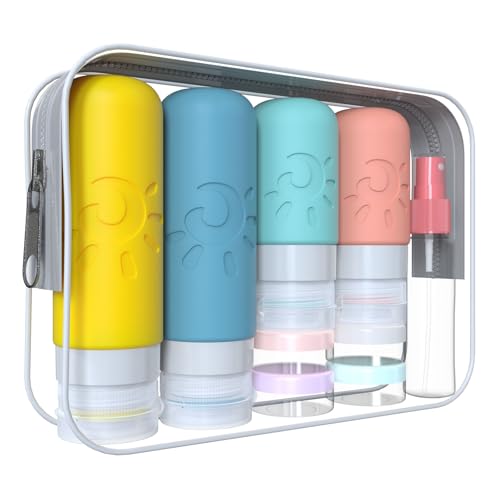 Zafit 18 Pack travel Bottles for Toiletries, TSA Approved Silicone Travel Containers Leak Proof Refillable Travel Accessories for Shampoo Conditioner Lotion Body Wash(Multicolored B) - color: Multicolored B