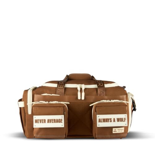 WOLFpak 30L Perfect Duffle Bag (Mocha) Tactical Gym Bag Hardshell Base 1000D Waterproof Travel Carry On with Shoe Compartment, Dual Cup Holders, Laptop Sleeve & Molle Straps - color: Mocha