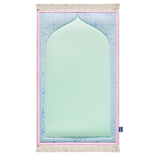 Junior Prayer Mat – Cushioned Comfort (Pastel Islamic Arch)