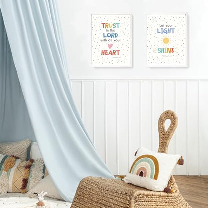 LARTSFRO Bible Christian Wall Art Decor Posters Prints, Inspirational Bible Verses Room Bathroom Bedroom Playroom Dorm Wall Art Decor Aesthetic for Nursery Baby Kids Teen Girls Gifts, Christian Classroom Wall Decor, 12x16 Inch Set of 4 Pcs Pictures (UNFRA