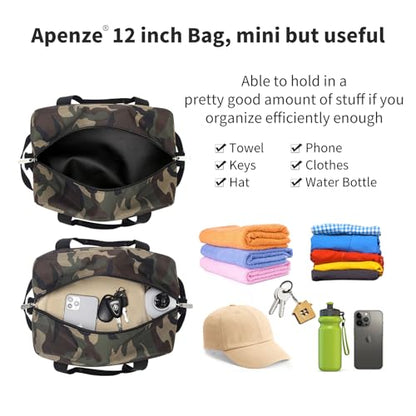 Apenze Small Gym Bag Carry On Bag - 12 in Mini Duffle Bag Lightweight for Overnight Travel(Camouflage) - color: Camouflage, size: 12inch