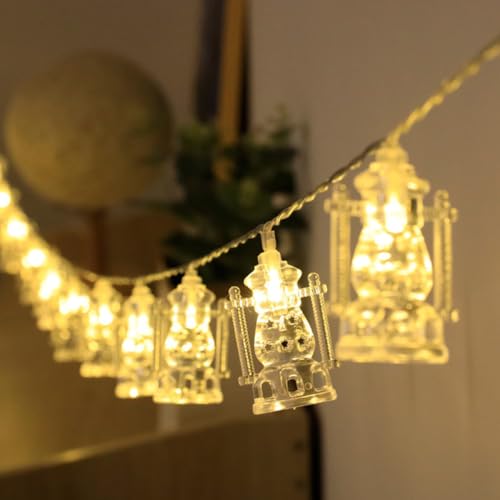 Ramadan Lights 10Ft 20 LEDs Star Moon Lantern String Light Battery Operated Fairy Lights Indoor Ramadan Kareem Eid Mubarak Decorations for Home Eid al-Fitr Party Warm White-03 - color: Warm White-03