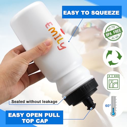 Suclain Water Bottle Carrier with 20 Oz Bottles and Stickers Plastic Wide Mouth Sports Water Bottle Squeeze Team Bottles with Black Lid for Fitness Bike Gym(14 Pcs,White) - color: White
