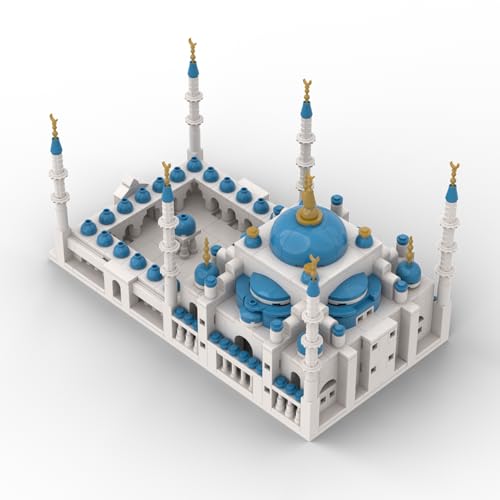 TheBlue Mosque Islamic Plastic Bricks Small Particle Educational Toy, Muslim Building Blocks, Fun DIY Combination Set, Ideal for Kids and Adults, Perfect for Birthdays and Holidays Eid al Fitr Gift