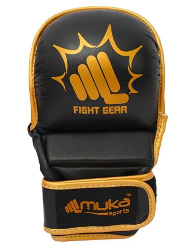 MMA Gloves Sparring - Hybrid Open Palm Punching Bag Gloves - Wrist Support Martial Arts Mitts- Boxing Gloves Men & Women Ideal for Grappling, Muay Thai and Kickboxing - color: Black