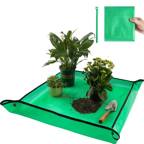 Repotting Mat for Indoor Plant Transplanting Control Mess, 26.8"X26.8" Waterproof Succulent Potting Mat Square Planting Tray Soil Change Mat Gardening Gifts for Plant Lovers - color: Pale Green, size: Small 26.8" X 26.8"